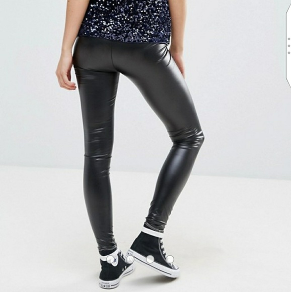 ASOS Pants - ⛔SOLD⛔  JDY Wet Look Leggings Black Shiny Metallic